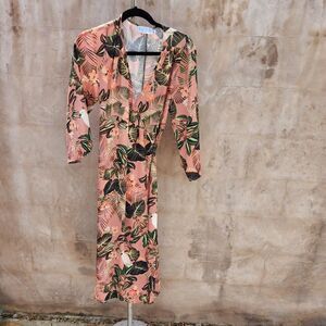 Resa banana leaf faux wrap dress